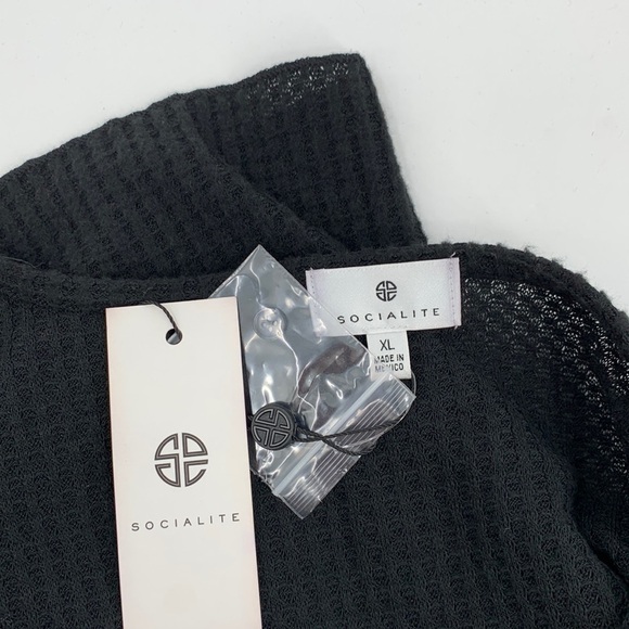 Socialite Skivvy cardigan sweater ribbed thermal black new XL X-Large - Picture 5 of 5